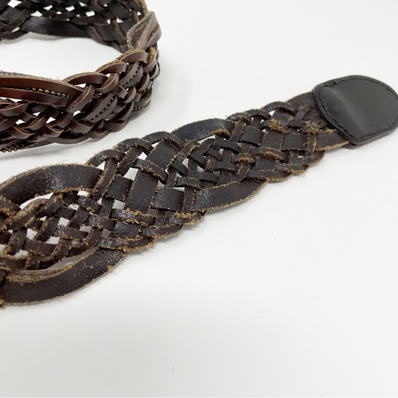 Abercrombie & Fitch Brown Leather Woven Belt XS S - Picture 6 of 6